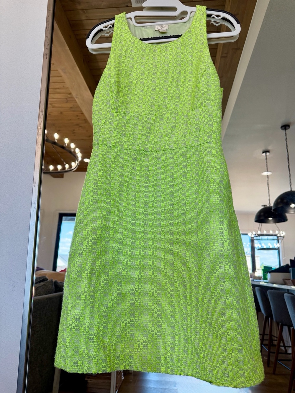J. Crew Tweed Lime Green Neon Dress Sleeveless Sheath A-Line Mini
